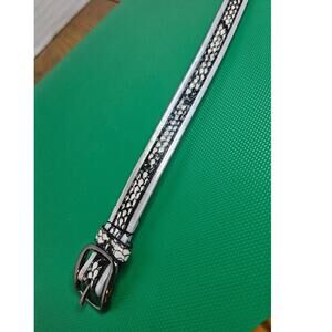 NEW Women's Belt Leather 42" long 1/2" wide. Snake-like & silver Glossy buckle